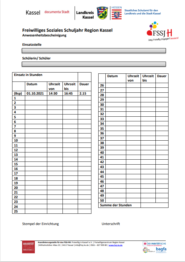 FSSJ Anwesenheitsbescheinigung